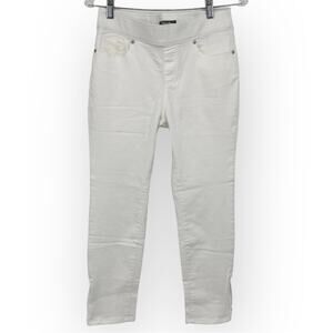 MARTHA STEWART NWOT Knit Denim Ankle Jeans with Zipper Hem White Size 8 Petite